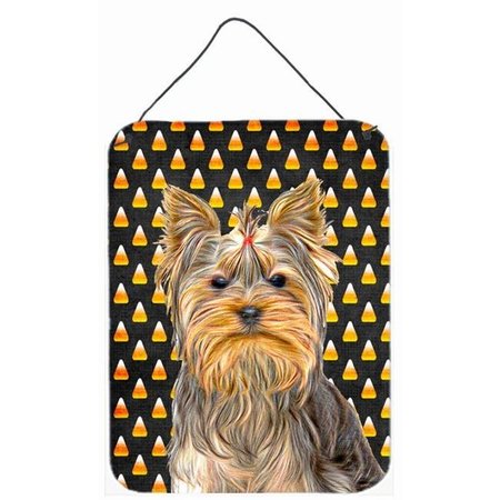 Carolines Treasures KJ1212DS1216 Candy Corn Halloween Yorkie & Yorkshire Terrier Aluminium Metal Wall Or Door Hanging Prints